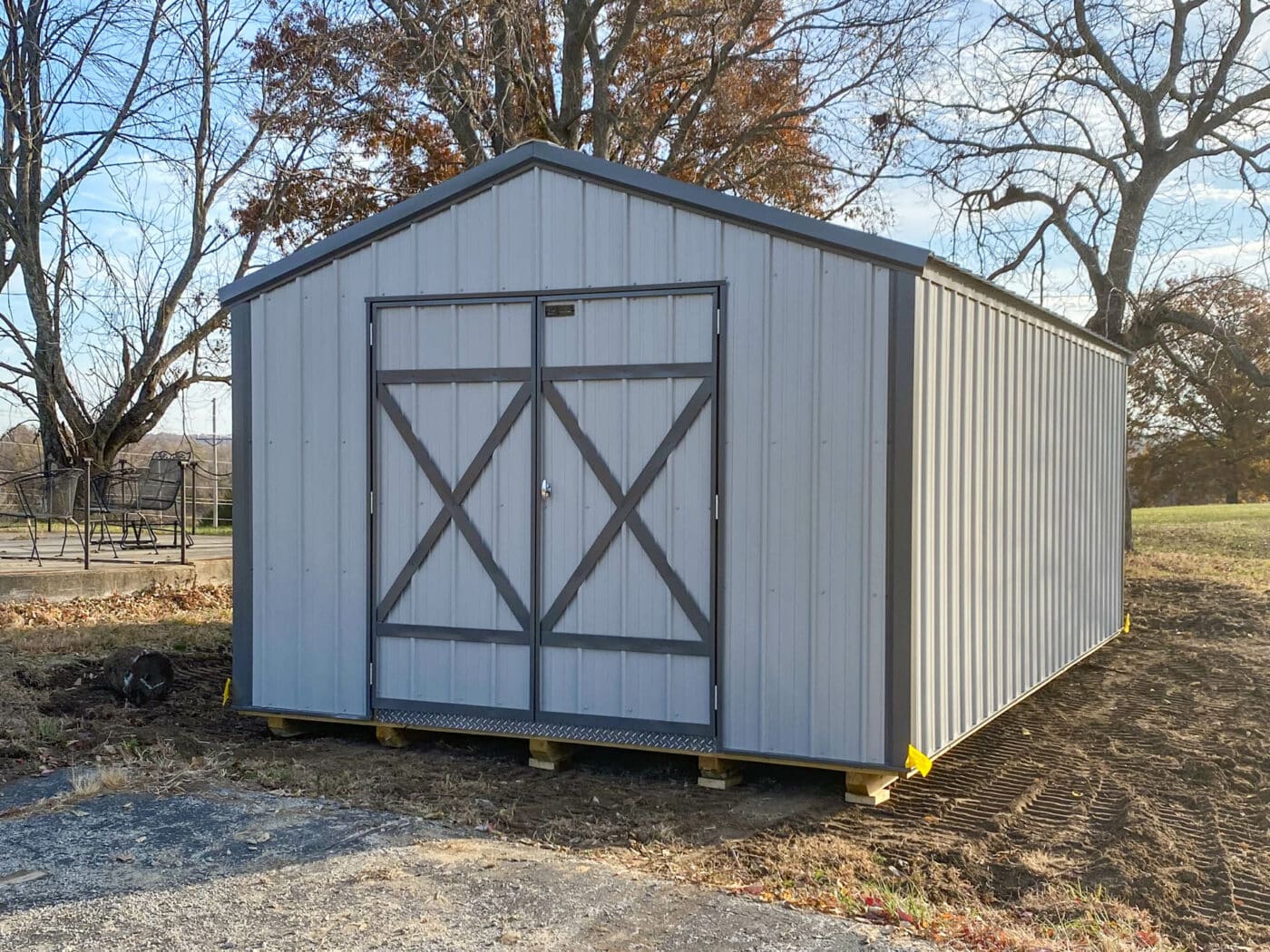 gray ranch shed built by Premier Barns in Missouri
